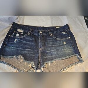 Rag & Bone / Jean Women's 29 Denim Shorts Distressed Dark Wash Frayed Cut-offs